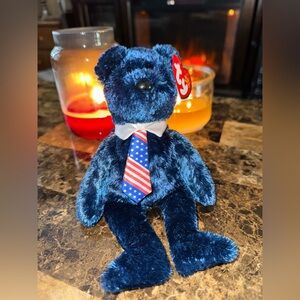 🇺🇸 Ty Beanie Baby “Pops” Father’s Day Bear 2001 Patriotic Plush